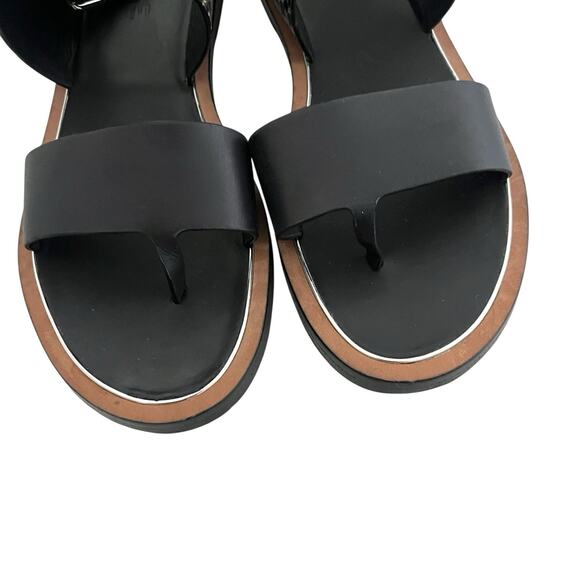 Vince Mailin Snake Embossed Ankle Wrap Flat leather Sandal Sz 6.5 Statement Chic - Picture 5 of 11